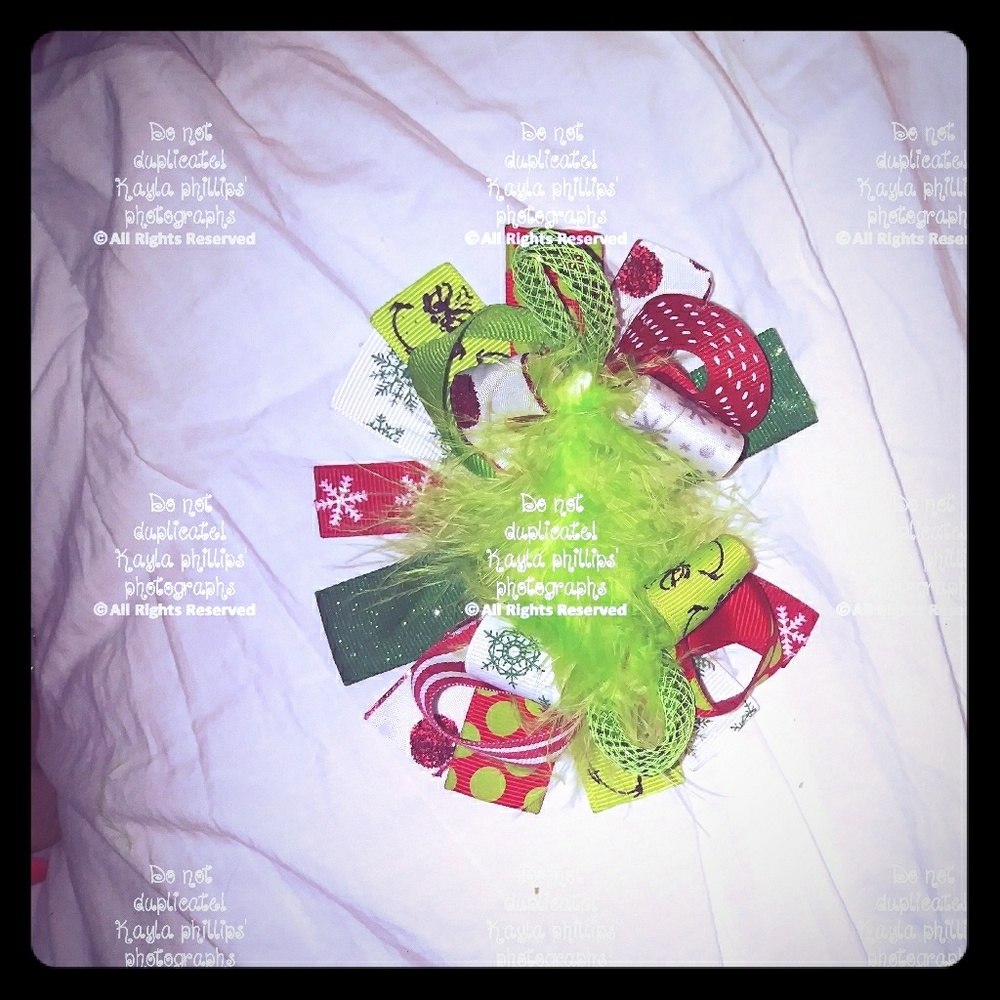 Grinch Christmas hair bow